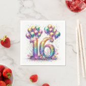 Glitterie Nummer 16 mit Balloons und Confetti Serviette (Beispiel)