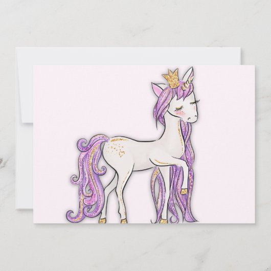 Glitterie Rosa Geburtstagsmädchen Einladung (Rückseite)