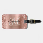 Glitterie Rose Gold Curly Monogram Gepäckanhänger (Vorderseite horizontal)