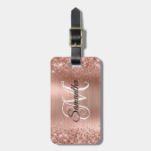 Glitterie Rose Gold Curly Monogram Gepäckanhänger (Vorderseite vertikal)
