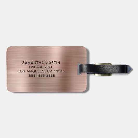 Glitterie Rose Gold Curly Monogram Gepäckanhänger (Rückseite horizontal)