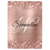 Glitterie Rose Gold Extravagant Monogram Klemmbrett (Rückseite)
