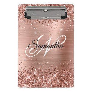 Glitterie Rose Gold Extravagant Monogram Mini Klemmbrett