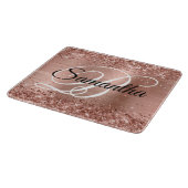Glitterie Rose Gold Extravagant Monogram Schneidebrett (Ecke)