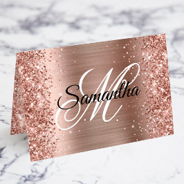 Glitterie Rose Gold Extravagante Monogram-Platzkar Tischnummer