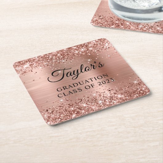 Glitterie Rose Gold Foil Abschluss Rechteckiger Pappuntersetzer (angewinkelt)