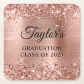 Glitterie Rose Gold Foil Abschluss Rechteckiger Pappuntersetzer (Vorderseite)