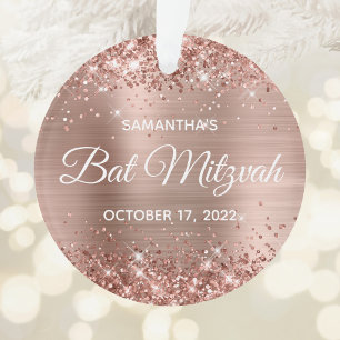 Glitterie Rose Gold Foil Bat Mitzvah Ornament