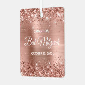 Glitterie Rose Gold Foil Bat Mitzvah Ornament Aus Metall (Vorderseite links)