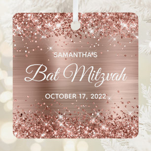 Glitterie Rose Gold Foil Bat Mitzvah Ornament Aus Metall