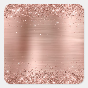 Glitterie Rose Gold Foil Blank Quadratischer Aufkleber