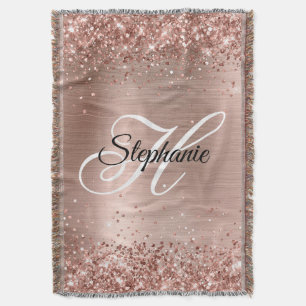 Glitterie Rose Gold Foil Extravagant Monogram Decke