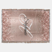 Glitterie Rose Gold Foil Extravagant Monogram Decke (Vorderseite)