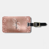Glitterie Rose Gold Foil Extravagant Monogram Gepäckanhänger (Vorderseite horizontal)