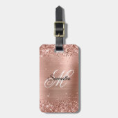 Glitterie Rose Gold Foil Extravagant Monogram Gepäckanhänger (Vorderseite vertikal)