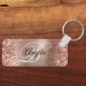 Glitterie Rose Gold Foil Extravagant Monogram Schlüsselanhänger (Vorderseite)