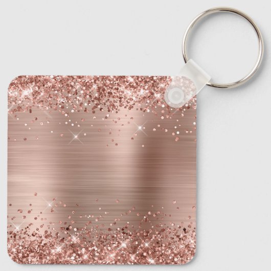 Glitterie Rose Gold Foil Extravagant Monogram Schlüsselanhänger (Rückseite)