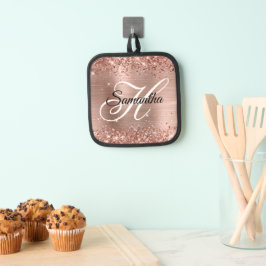 Glitterie Rose Gold Foil Extravagant Monogram Topflappen