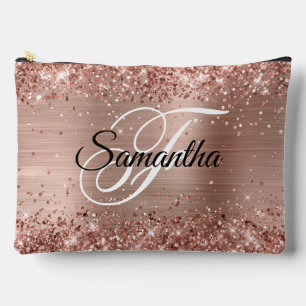 Glitterie Rose Gold Foil Extravagant Monogram Zubehörtasche