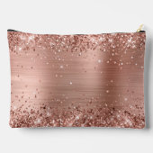 Glitterie Rose Gold Foil Extravagant Monogram Zubehörtasche (Rückseite)