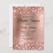 Glitterie Rose Gold Foil Extravagantes Script Brau Einladung (Vorderseite)