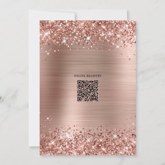Glitterie Rose Gold Foil Extravagantes Script Brau Einladung (Rückseite)