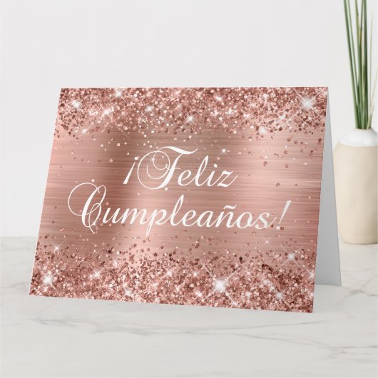Glitterie Rose Gold Foil Feliz Cumpleaños Group Karte (Vorderseite)