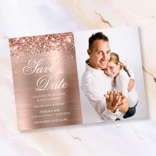 Glitterie Rose Gold Foil Foto Save The Date