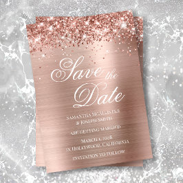 Glitterie Rose Gold Foil Foto Save the Date Einladung