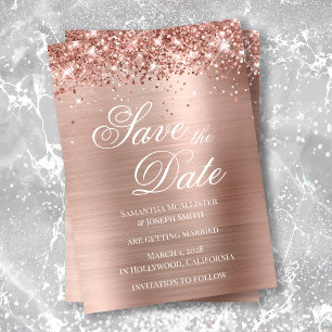 Glitterie Rose Gold Foil Foto Save the Date Einladung