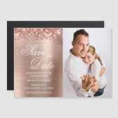 Glitterie Rose Gold Foil Foto Save the Date Magneteinladung (Vorne/Hinten)
