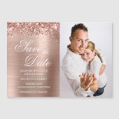 Glitterie Rose Gold Foil Foto Save the Date Magneteinladung (Vorderseite)