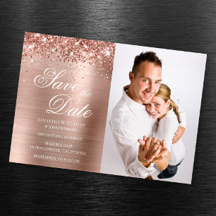 Glitterie Rose Gold Foil Foto Save the Date Magneteinladung
