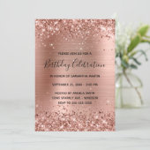 Glitterie Rose Gold Foil Geburtstagsfeier Einladung (Stehend Vorderseite)