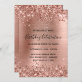 Glitterie Rose Gold Foil Geburtstagsfeier Einladung (Vorne/Hinten)