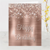 Glitterie Rose Gold Foil Imitate Glitzer Monogramm Karte (Gelbe Blume)