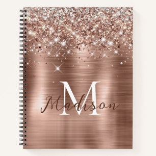 Glitterie Rose Gold Foil Imitate Glitzer Monogramm Notizblock