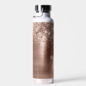 Glitterie Rose Gold Foil Imitate Glitzer Monogramm Trinkflasche (Rechts)