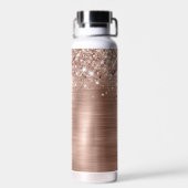 Glitterie Rose Gold Foil Imitate Glitzer Monogramm Trinkflasche (Rückseite)