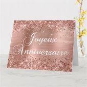 Glitterie Rose Gold Foil Joyeux Anniversaire Karte (Gelbe Blume)