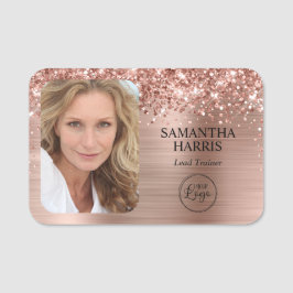 Glitterie Rose Gold Foil Logo und Foto Namensschild