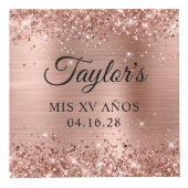 Glitterie Rose Gold Foil Mis XV Años Foto Würfel (Vorderseite)