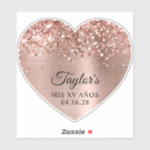 Glitterie Rose Gold Foil Mis XV Años Herzform Aufkleber (Blatt)
