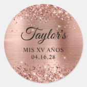 Glitterie Rose Gold Foil Mis XV Años Runder Aufkleber (Vorderseite)