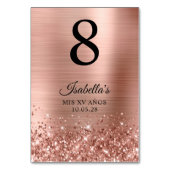 Glitterie Rose Gold Foil Mis XV Anos Tischnummer (Rückseite)