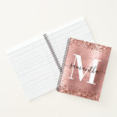 Glitterie Rose Gold Foil Moderne Signatur Monogram Notizblock (Innenseite)