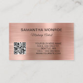 Glitterie Rose Gold Foil Monogram QR Code Visitenkarte (Rückseite)