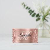 Glitterie Rose Gold Foil Monogram QR Code Visitenkarte (Stehend Vorderseite)