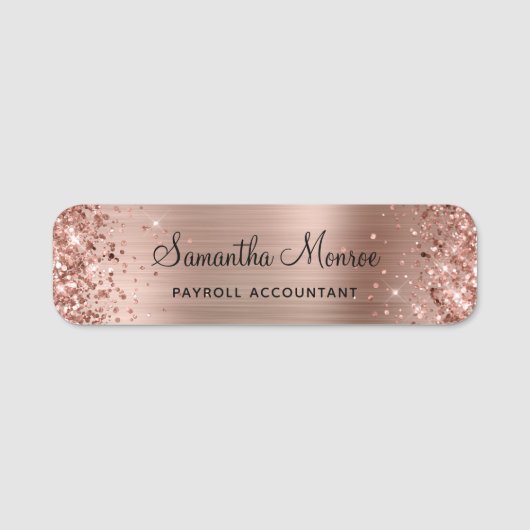 Glitterie Rose Gold Foil Namensschild (Vorderseite)
