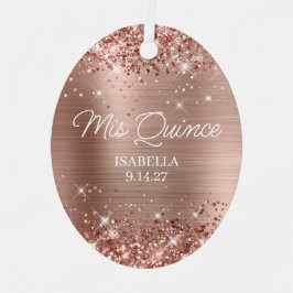 Glitterie Rose Gold Foil Quinceñera Dress Foto Ornament Aus Metall
